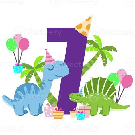 Happy Birthday Dinosaur Clipart Number Party Dino Png