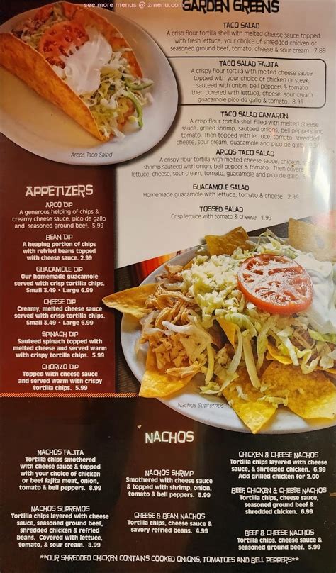 Menu At Los Arcos Mexican Restaurant Bristow