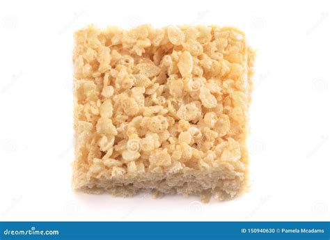 Marshmallow Crispy Rice Cereal Treat Bars on a White Background Stock ...