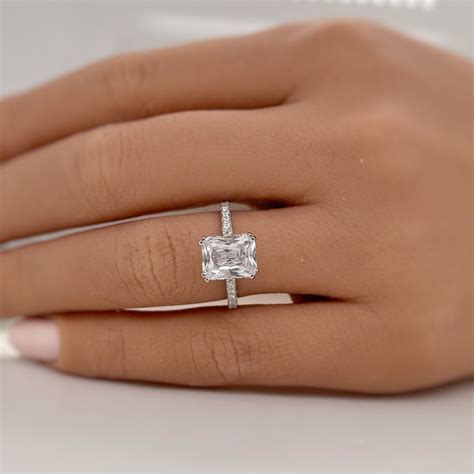 Ct Radiant Cut Hidden Halo Engagement Ring Radiant Solitaire Ring