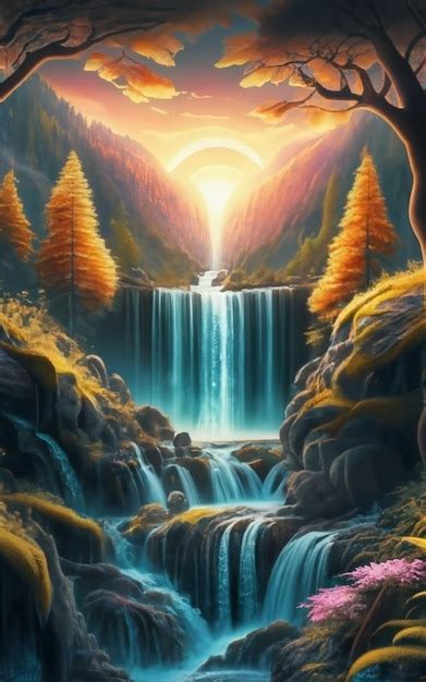 Premium Photo Vector Image Of An Enchanting Shimmering Waterfall