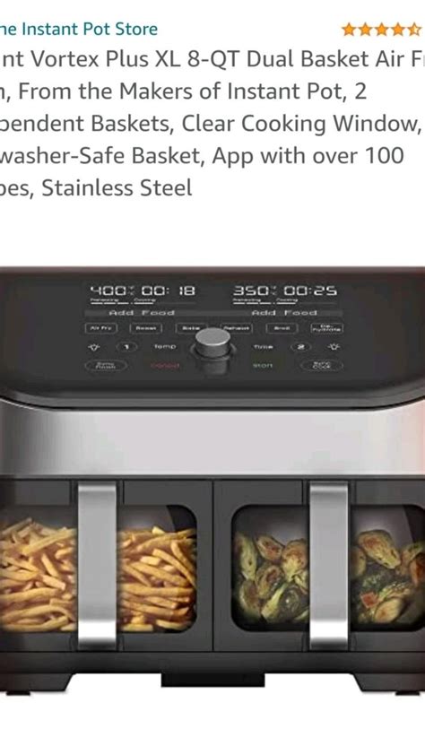 Instant Vortex Plus Xl 8qt Clearcook Air Fryer Clear Windows And Custom Program Options 8 In 1