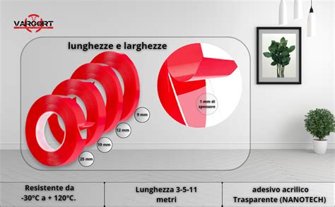 Nastro Biadesivo Extra Forte In Acrilico Transparente Resistente Al