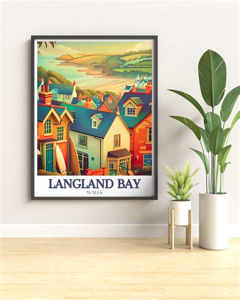 Langland Bay Wall Art Gower Coast Path Travel Poster The Mumbles Print