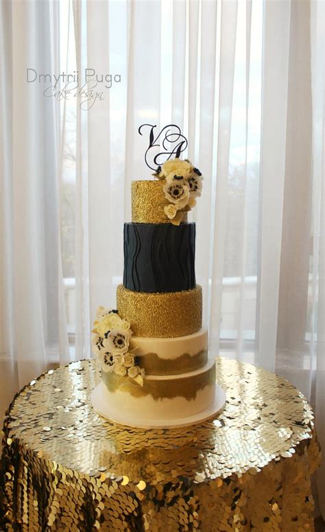 Blue And Gold Wedding Cake Decorated Cake By Dmytrii Cakesdecor