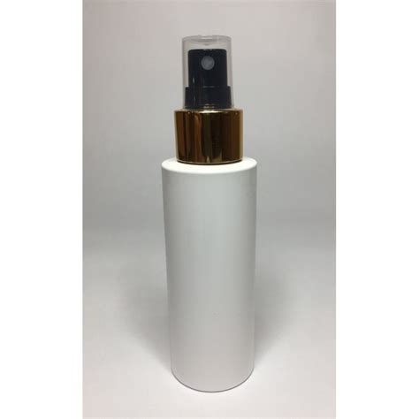 100ml White Cylinder Bottle With Gold Black Atomiser