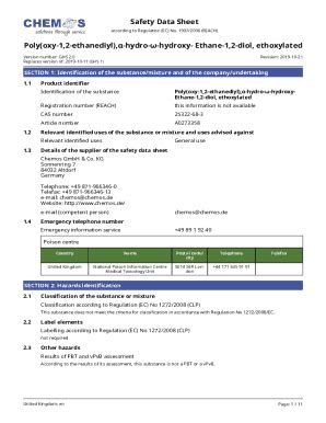 Fillable Online Safety Data Sheet Poly Oxy Ethanediyl Hydro