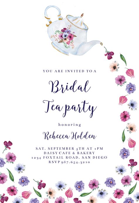 Tea Party Bridal Shower Invitation Template Free Greetings Island