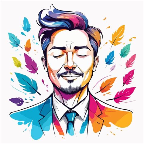 Premium Vector Man With Closed Eyes Drawing Vector Illustration