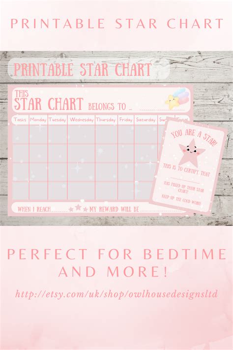 Bedtime Star Chart For Kids Printable Bedtime Chart With Certificate