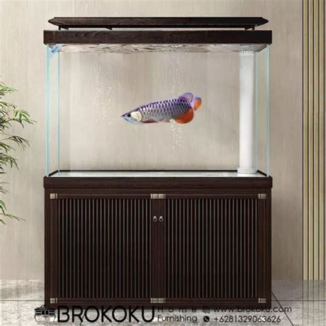 Jual Bufet Aquarium Kayu Jati 4 Pintu Jalusi Kanopi BHF 65 Brokoku