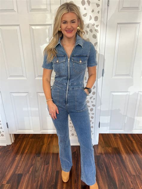 short sleeve denim jumpsuit dish  lily statesboro