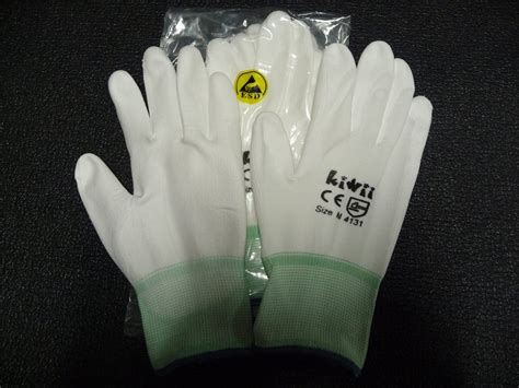 Esd Palm Pu Coated Gloves White Powerstep