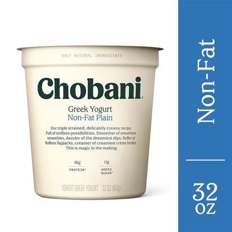 Chobani Non Fat Greek Yogurt Plain 32 Oz