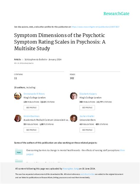 Pdf Symptom Dimensions Of The Psychotic Symptom Rating Scales In