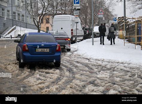 Non Exclusive Kyiv Ukraine Janvier Les Voitures Luttent