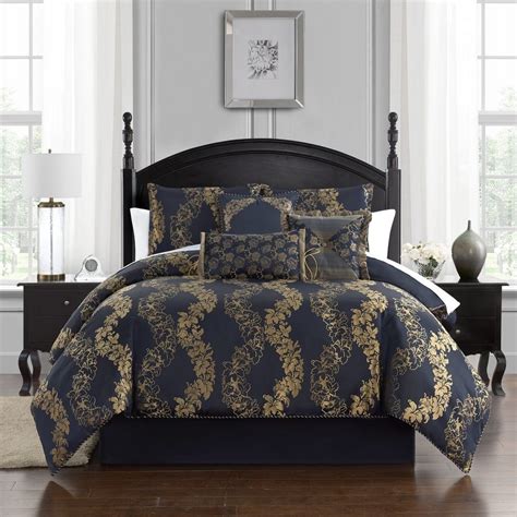 Marquis By Waterford Oban Navy 7pc Comforter Set King Blue Comforter Sets Comforters Down