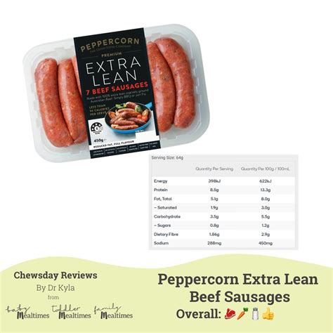 Peppercorn Extra Lean Beef Sausages Chewsday Reviews