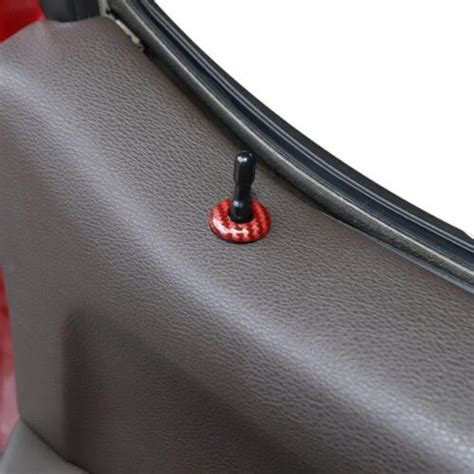 For 15 20 Ford F150 F 150 Red Carbon Fiber Door Lock Ring Decor Frame Cover Trim Ebay