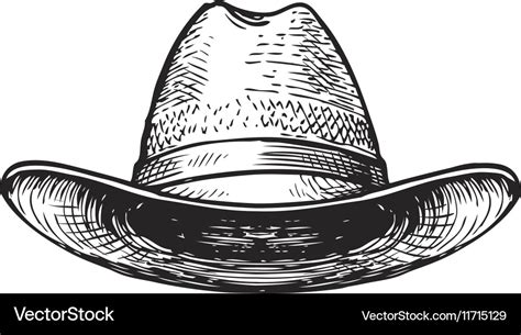 Hat Farmer Gardener Or Cowboy Sketch Royalty Free Vector