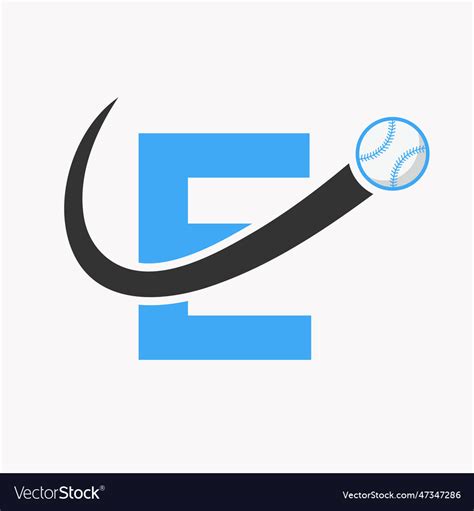 Letter e baseball logo concept with moving Vector Image