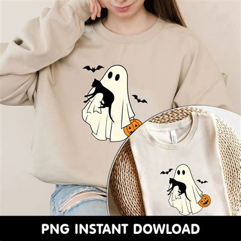 Ghost With Cat Png Ghost Cats Png Cute Cats Halloween Etsy