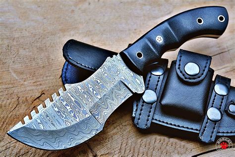 BigCat Roar Tracker Damascus Buck Knife With Sheath 4 8 Full Tang