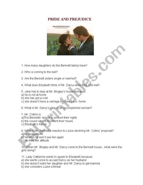 Pride And Prejudice ESL Worksheet By Alexa08