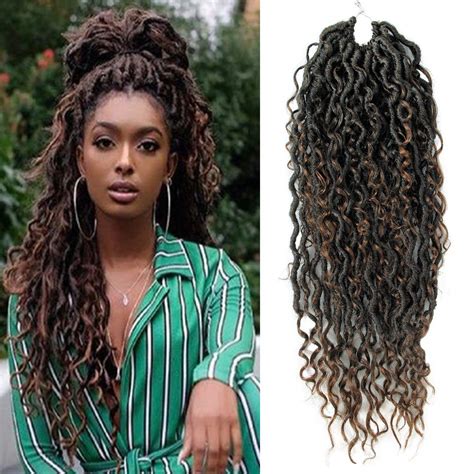 Goddess Locs Crochet Hair 18inch Pre Looped Curly Faux Locs Crochet Hair Hippie Locs Fauxlocs