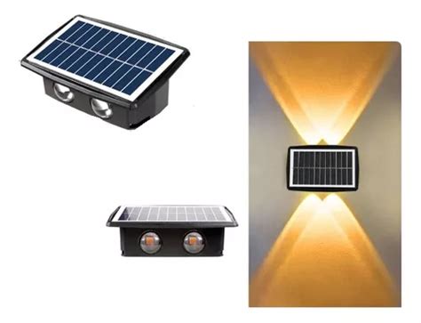 Aplique Pared Solar 4 Led Recargable Luz Cálida Exterior Envío gratis