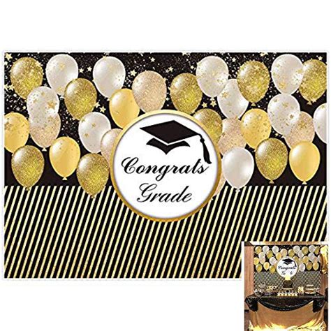 Allenjoy Congrats Grad Class Of 2020 Golden Backdrop Congratulate Black Graduation Cap Gold