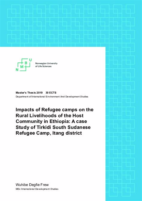 Pdf Impacts Of Refugee Camps On The Rural Livelihoods Of The Host Community In Ethiopia A