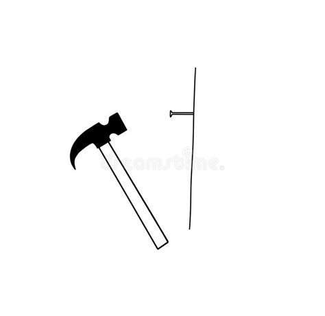 Hammer And Nails Repair Work Construction Illustration Cartoon Style