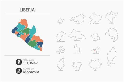 Premium Vector Map Of Liberia With Detailed Country Map Map Elements