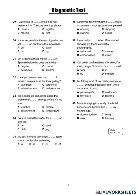 B2 Diagnostic Test Worksheet English Test English Phrases Idioms