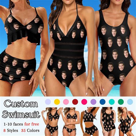 Personalized Face Swimsuit Custom Swimsuit Bikini For Woman Custom Wedding Onepice Swimsuit Face