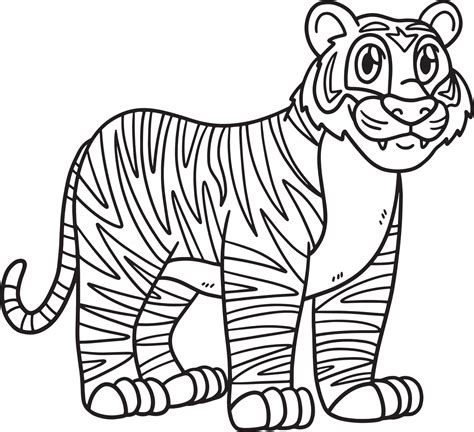 tigre animal aislado página para colorear para niños 10993629 Vector en