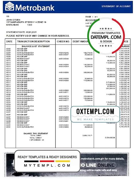 United Kingdom Metrobank Bank Statement In Word And PDF F