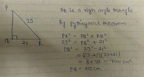 In Triangle P Q R Angle Q 90 Circ PQ When P R 29