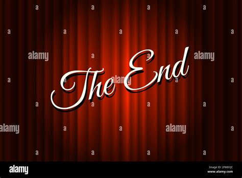 vector illustration of the end of the movie on red curtain Stock Vector ...