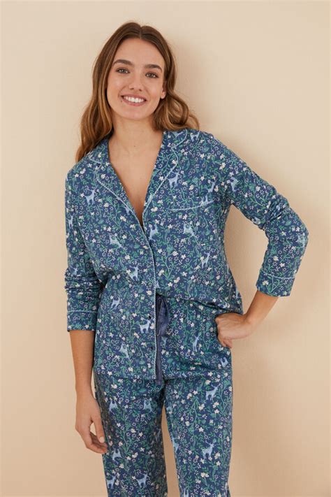 Blue Floral 100 Cotton Classic Pyjamas Ženske Pidžame Womensecret