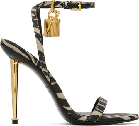 Tom Ford Black Beige Padlock Pointy Naked Sandals Shopstyle