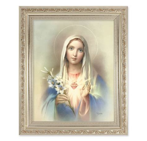 Immaculate Heart Of Mary Antique Silver Framed Art Buy Religious Catholic Store