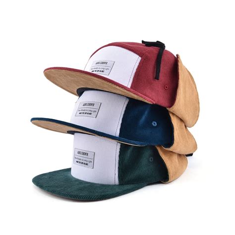 Hot Brown Corduroy 5 Panel Camper Cap With Woven Label Buy 5 Panel