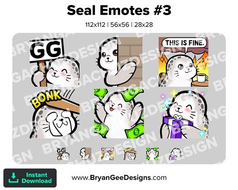 Seal Sea Lion Dono Lurk This Is Fine Hit Gg Gift Twitch Emotes Etsy