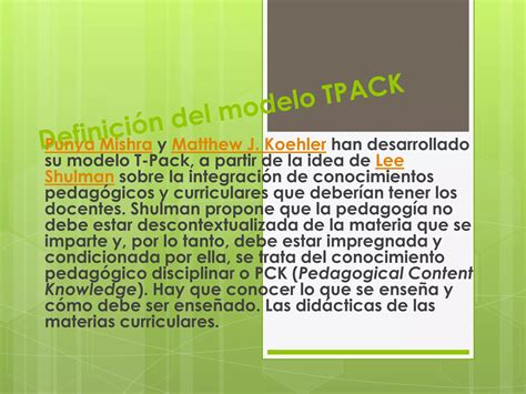 Definici N Del Modelo Tpack Modelos Tic Diapositivas Ppt Descarga