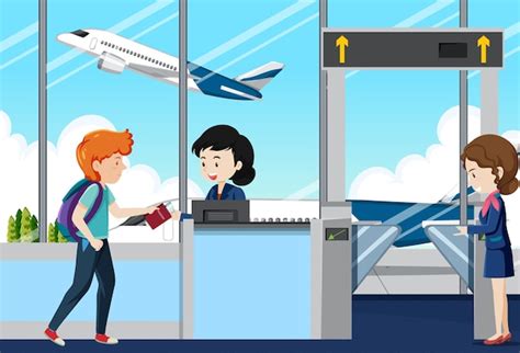 Premium Vector | People cartoon characters in the airport