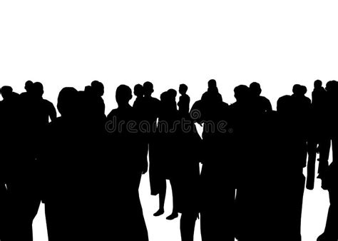 Set With Silhouette Of A Crowd Of People Standing In Different Poses