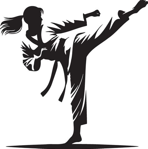 Female Taekwondo Player Kick Silhouette Vector Art At Vecteezy