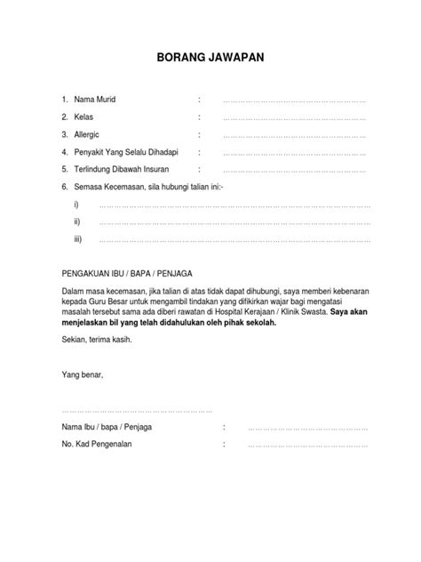 Borang Jawapan Pdf